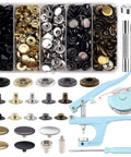 15mm Snap Fasteners Kit With 125 Sets In Five Colors Gold Silver Bronze Black And Gun Black Stainless Steel Leather Snaps For Clothes Jackets Bags And Bracelets Includes Snap Pliers For Easy Sewing And Durable Press Studs.