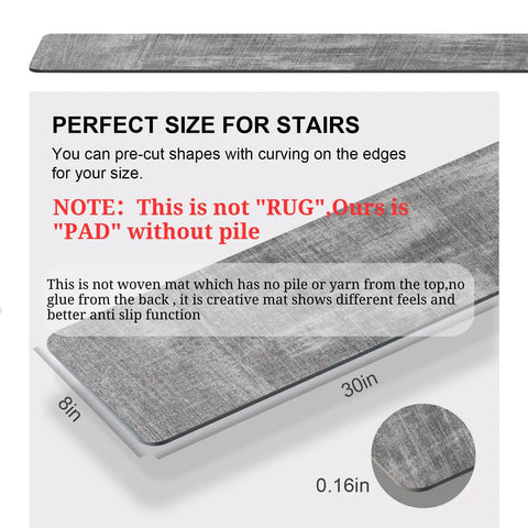 Non Slip Stair Treads For Wooden Steps Indoor Carpet With Rubber Backing 15 Pack 8X30 Inches Grey Texture anti-slip pad