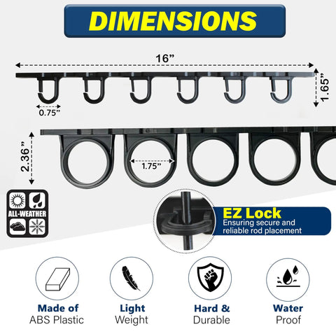 Ceiling Mounted Fishing Rod Holder Rack For Six Rods With Two Horizontal Slots Easy Install Garage Organization ABS