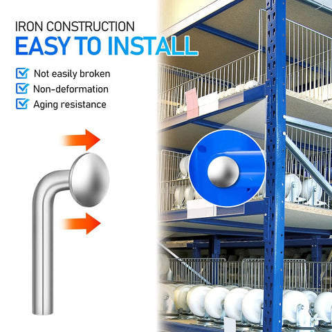 Heavy Duty Pallet Rack Safety Pins J Bolt Drop Pin Set Rust Proof Iron M5 installed on warehouse shelving units