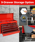 24 Inch Portable Metal Tool Box With Nine Ball Bearing Drawers And Slick Eva Linings For Sorted Gear Stash, open with organized tools.