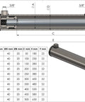 Double Acting Hydraulic Cylinder With 1.26 Inch Tube And 0.8 Inch Chrome Rod, 2 Inch Stroke, technical drawing