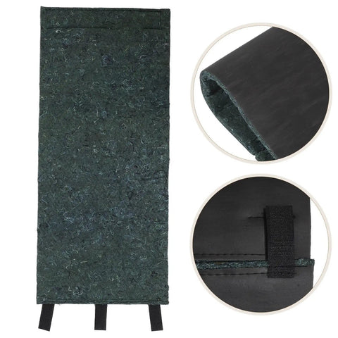Heavy Duty AC Compressor Sound Dampening Blanket With Self Adhesive Sponge Foam, dark green acoustic wrap for outdoor metal units.