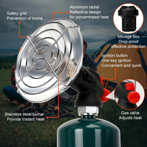 Portable Propane Heater For Camping And Outdoorsy Go To Cordless Gas Heater With Foldable Tank Holder