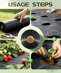 Heavy Duty Weed Barrier Fabric 4 Ft By 300 Ft Ground Cover being unrolled, cut, and used in a garden for planting and weed control