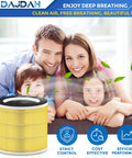 Pet Odor Buster Replacement Filter For Air Purifier RP-AP089 with family enjoying clean air, yellow activated carbon filter