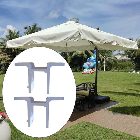 2 Pieces Wall Mounted Brackets For Retractable Awnings Aluminum Alloy Outdoor Shade Canopy Fittings And Heavy Duty Support Hardware Replacement For Backyard Court White, shown with outdoor umbrella setup in garden.