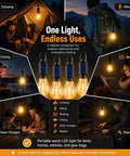 4 Pack Solar Camping Lanterns Portable LED USB Rechargeable Emergency Lights used for camping, fishing, reading, and repairs.