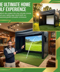 Inflatable Golf Simulator Tent 10x13x10 Ft for Indoor Outdoor Practice with Projection Screen in a home setup