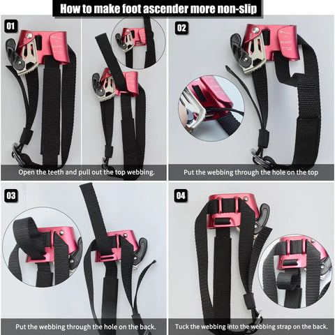 Step-by-step guide for using Upgraded Foot Ascender For Rope 8-13mm Right Foot 4kN Load Orange Beast Rock Climbing Gear