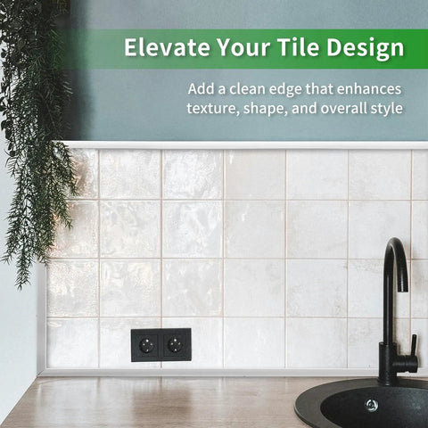 10 Ft Peel And Stick Wall Trim Molding For Edges Borders And Backsplash Tile Edges Flexible Self Adhesive White Easy To Install shown over tile