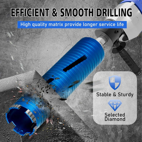SALI diamond core drill bit, 2.5 in dia, 5/8-11 thread, turbo laser-welded segments for concrete.