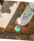 Toe Stop Replacement Pair For Quad Skates With PU Brake Pads No Fuss Install Double Row Roller Skates in use on pavement