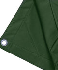 Close-up of corner grommet and stitching on Beefy 10 Oz Canvas Tarp Heavy Duty Truck Tarp Water Resistant UV Resistant 10x12 Feet Green Tarpaulin Cover