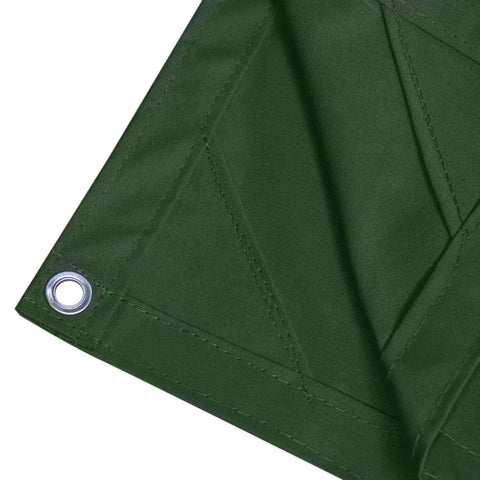 Close-up of corner grommet and stitching on Beefy 10 Oz Canvas Tarp Heavy Duty Truck Tarp Water Resistant UV Resistant 10x12 Feet Green Tarpaulin Cover