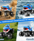 Gesture Sensing Amphibious RC Monster Truck With Water Sprayer 4WD 1 To 16 Scale on sand, water, grass, snow backgrounds