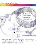 33ft Flat Flexible LED Rope Lights with Remote Control Color Changing RGB Strip 8 Colors and Modes Dimmable Waterproof