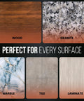 Image showcasing surfaces like wood, granite, marble, tile, and laminate for One Gallon Epoxy Resin Kit For Countertops And Bar Tops.