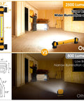 Comparison of Beast Mode 2500LM COB LED Work Light With 5200mAh Rechargeable Battery showing brightness with another light