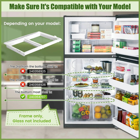 240364787 Drawer Cover Frame For Refrigerator Crisper Drawer With Humidity Control Replacement Part For Fridge Easy Fit Durable Plastic Crisper Cover Frame Fits Various Models Keeps Produce Fresh