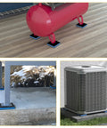4 Pack Rubber Anti Vibration Pads for Air Conditioners and HVAC Systems in use with compressors, showing noise reduction capabilities.