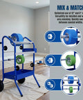 Mobile 18 Inch Multi Roll Masking Paper Machine with storage trays, holding blue and green tape rolls for painting prep.