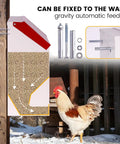 Heavy Duty Galvanized Wall Mount Chicken Feeder Designed To Kickstart Your Flock With A Secure Tilt Lid All Season Weatherproof.