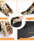 Close-up of 10 Pack 1 Inch By 20 Foot Endless Ratchet Straps No Hook Heavy Duty Tie Downs with 1760 Lbs Break Strength, details visible