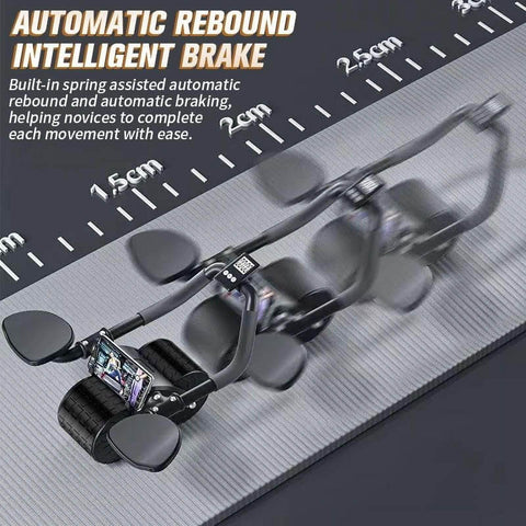 2026 Ab Roller with Timer and Knee Mat, Automatic Rebound Abdominal Wheel in motion on exercise mat