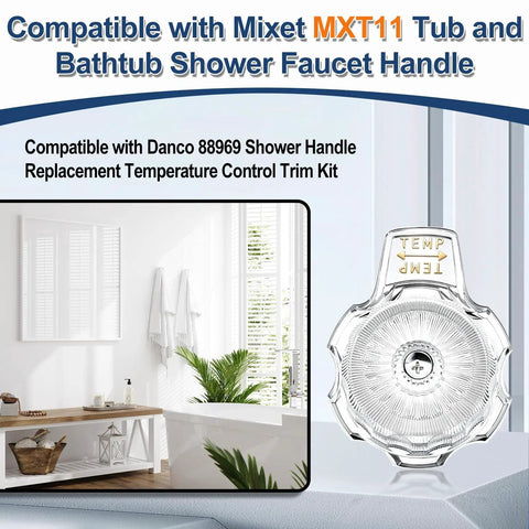 Up Your Bathroom Game With This Awesome MXT11 Shower Handles Kit, A Super Clear Acrylic Replacement Knob That Fixes Your Mixet Tub Or Faucet Control Smoothly For A Fresh Look and Perfect Flow. clear acrylic shower handle for Mixet tub temperature control