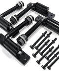 Hella Sturdy Four Pack Five Inch J Bolt Gate Hinges For Wood And Metal Fencing with welded screw brackets and bolts.