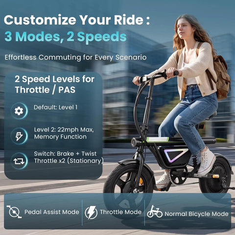 Woman riding Beast 1500W Peak And 1000W Continuous Motor Electric Bike For Adults, city background