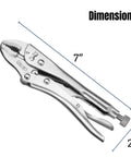 7 Inch Curved Jaw Locking Pliers With Wire Cutter And Adjustable Wrench, Heavy Duty Alloy Steel Tool in closed position, side view