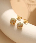 3 Pairs Of 14K Gold Plated Love Knot Earrings For Women Hypoallergenic Small Studs Woven Ball Post Earrings For Sensitive Ears Everyday Chic Minimalist Jewelry, two gold studs