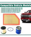 Ultimate YUXIVCNE TP1015 PF26 A3248C Filter Replacement Set For Chevy Silverado Duramax, includes oil air cabin filters.