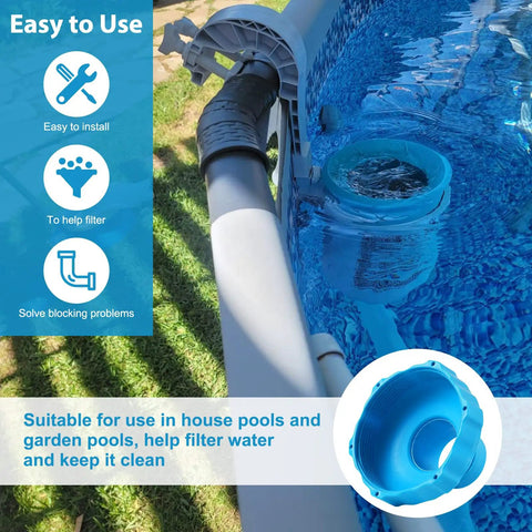 Surface Skimmer Hose B Adapter 11238 for Intex pool shown connected to above ground pool wall for easy filter setup