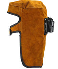 Side view of Leather Welding Hood With Flip Open Lens For Face, Head And Neck Protection, Breathable Cowhide Shield Mask, Flame And Heat Resistant