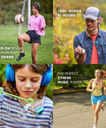 Screen Free Portable Music Player For Kids And Fitness With Offline Amazon Music, shown during various activities