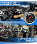 Dead Nuts Accurate Fuel Pressure Gauge Kit 0 To 15 Psi Glycerin Filled Dial showing pressure measurement in engine bay.