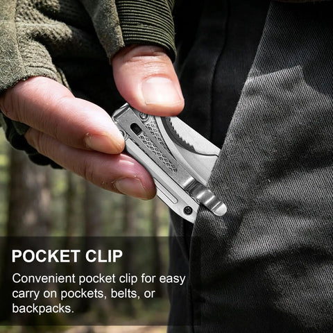 EDC Pocket Knife With 3.5 Inch Flipper And Liner Lock 420C Stainless Steel Blade clipped to a pocket for easy carry