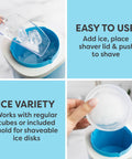 Next Level Electric Shaved Ice And Snow Cone Maker with ice scooper and shaved ice disc for homemade frozen delights.