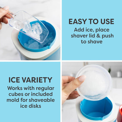 Next Level Electric Shaved Ice And Snow Cone Maker with ice scooper and shaved ice disc for homemade frozen delights.