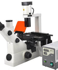Inverted Fluorescence Trinocular Microscope For Biology Nerds And Lab Pros, 40x-400x Magnification, Mercury And Halogen Illumination, Infinity Plan Brightfield And Phase-Contrast Objectives, ELWD Condenser, Mechanical Stage, Widefield Eyepieces, with lamp unit