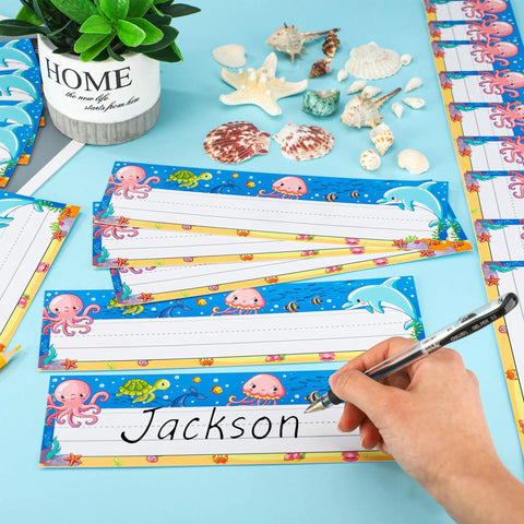 36 Piece Sea Animal Desk Name Plates Set For Classrooms Back To School Decor Kid Friendly Ocean Name Tags Three By Ten Inches