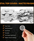 Grab These One Hundred Sets Of Thirty Two Millimeter Button Maker Supplies With Smooth Matte Metal Back Caps ideal for badges.