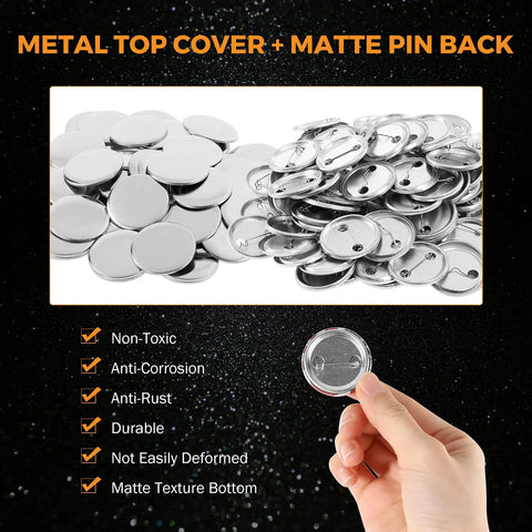Grab These One Hundred Sets Of Thirty Two Millimeter Button Maker Supplies With Smooth Matte Metal Back Caps ideal for badges.
