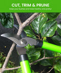 Bypass Loppers 15 Inch Beefy Heavy Duty Garden Pruner cutting branch, comfort grip handles, high carbon steel blade.