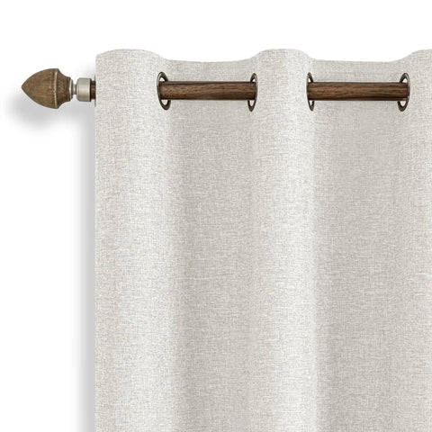 100 Percent Blackout Curtains For Bedroom And Living Room Linen Textured Thermal Insulated Room Darkening Grommet Top Drapes