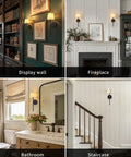 Rechargeable Battery Wall Sconces Set Of Two Black Cordless Lights For Modern Homes No Sweat Install shown in various rooms.