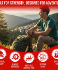Man wearing 12 Pack Paracord Survival Bracelets With Quick Release Clips In Assorted Colors For Camping, Hiking, Emergency Gear